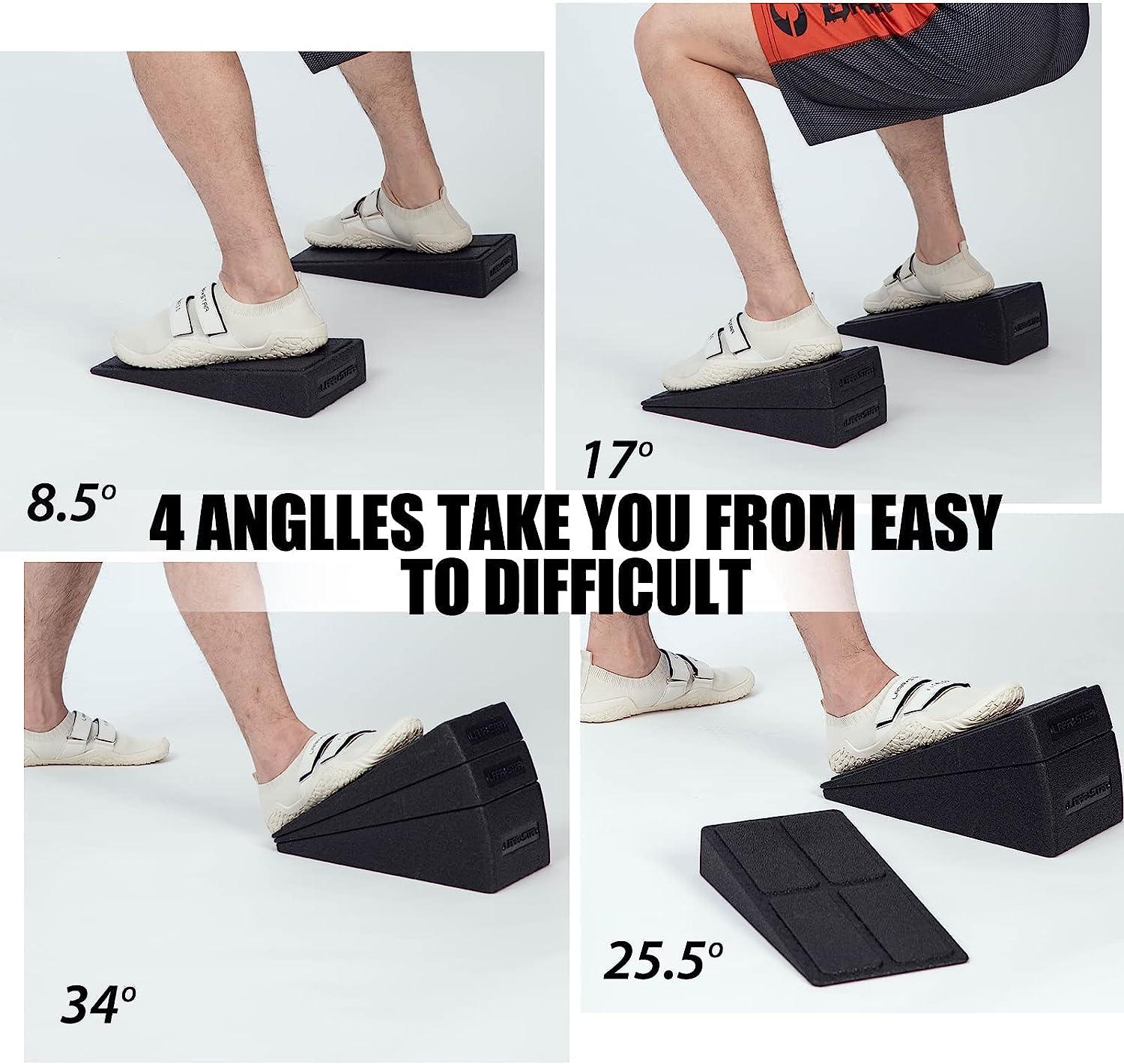 Squat Wedge Block,3pc 12“ Leg Stretcher Foot Wedge Foam Slant Board for Squats Calf Raise Block Yoga Wedge Knees Over Toes Equipment