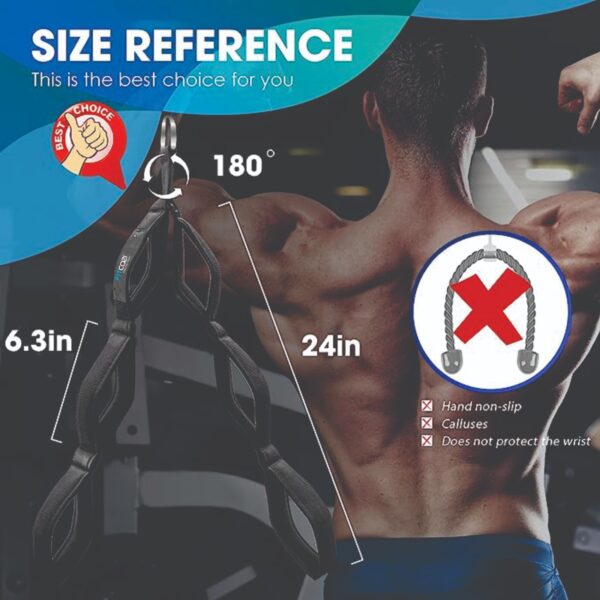 Tricep Rope Cable Attachment Handles, Greater Range of Motion, Tricep Pull Down Rope for Push Downs, Crunches, Facepull for Professional Gym
