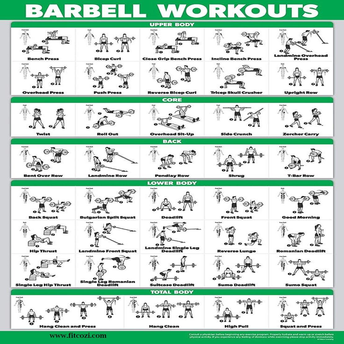 Barbell Workout Exercise Guides Download Pdf | Fitcozi