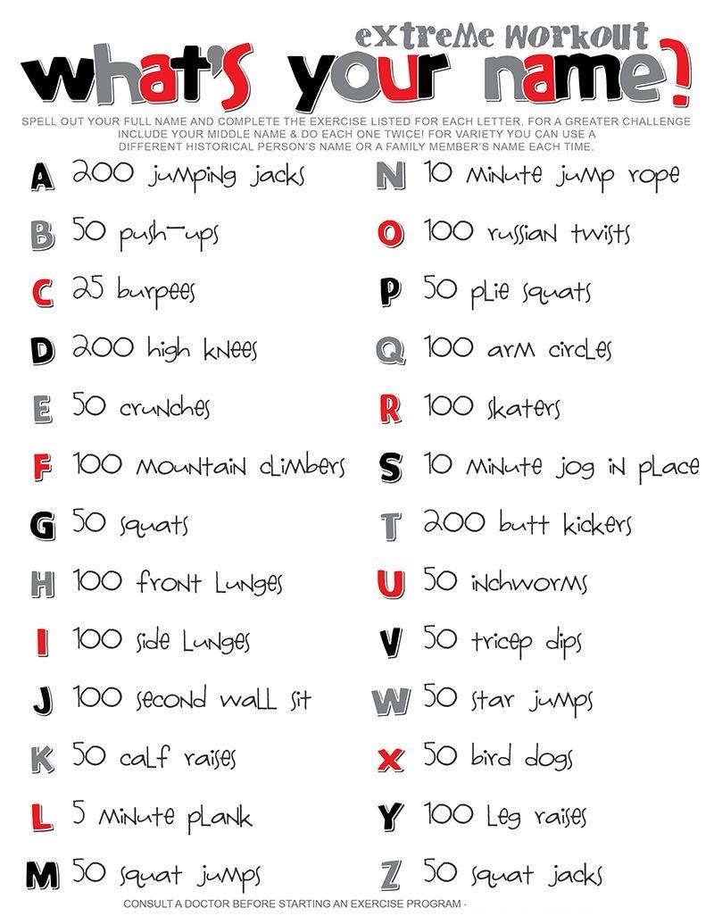 Name challenge workout pdf