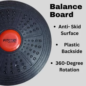 Wobble Balance Board, Exercise Balance Stability Trainer Portable Balance Board with Handle for Workout Core Trainer Physical Therapy & Gym 15.7 Diameter No-Skid Surface (4)