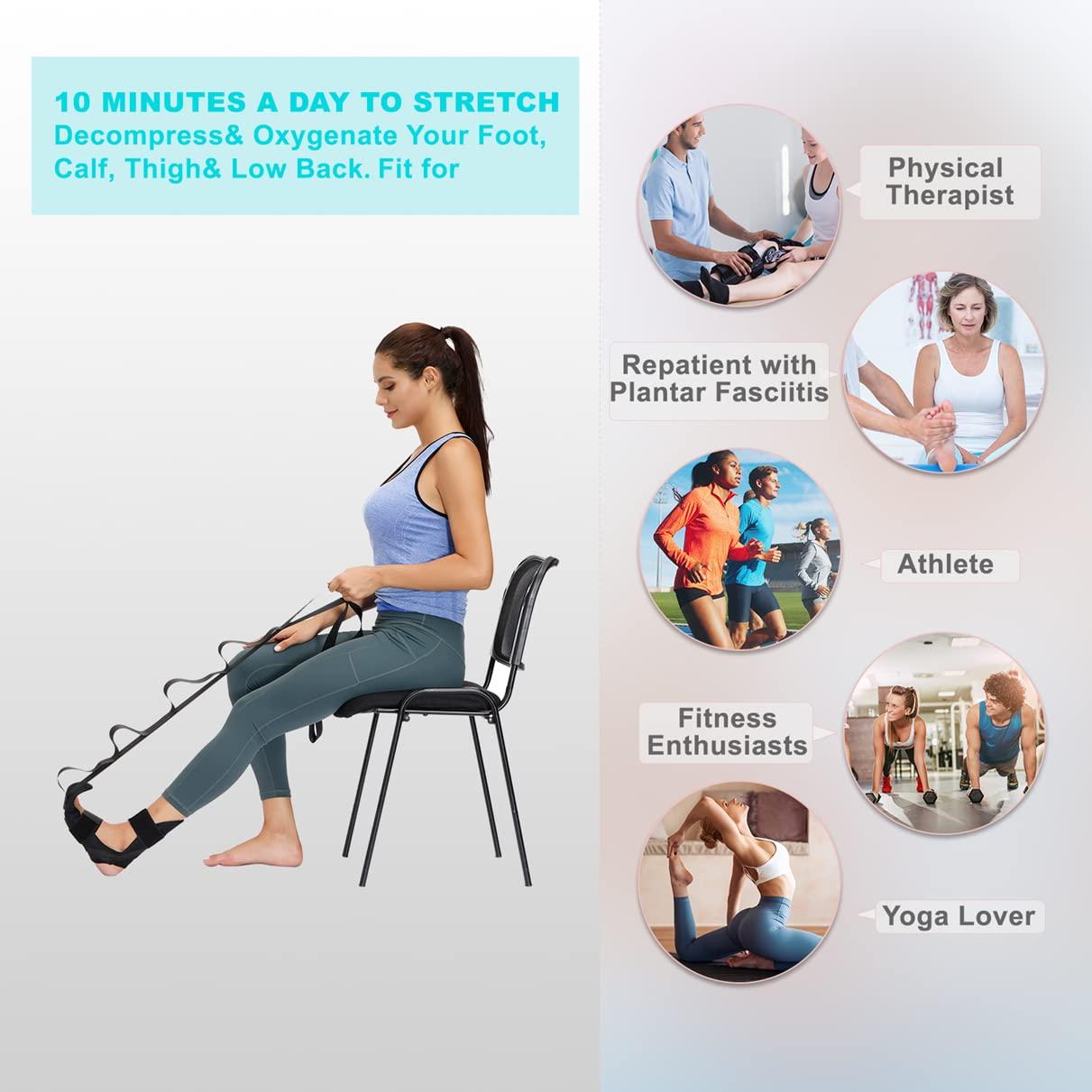 Foot and Calf Stretcher-Stretching Strap For Plantar Fasciitis, Heel Spurs, Foot Drop, Achilles Tendonitis & Hamstring. Yoga Foot & Leg Stretch Strap buy online