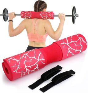 Barbell Pad Foam Squat Bar Pad Hip Thrust Pad with Safety Straps for Squats