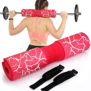 Barbell Pad Foam Squat Bar Pad Hip Thrust Pad with Safety Straps for Squats