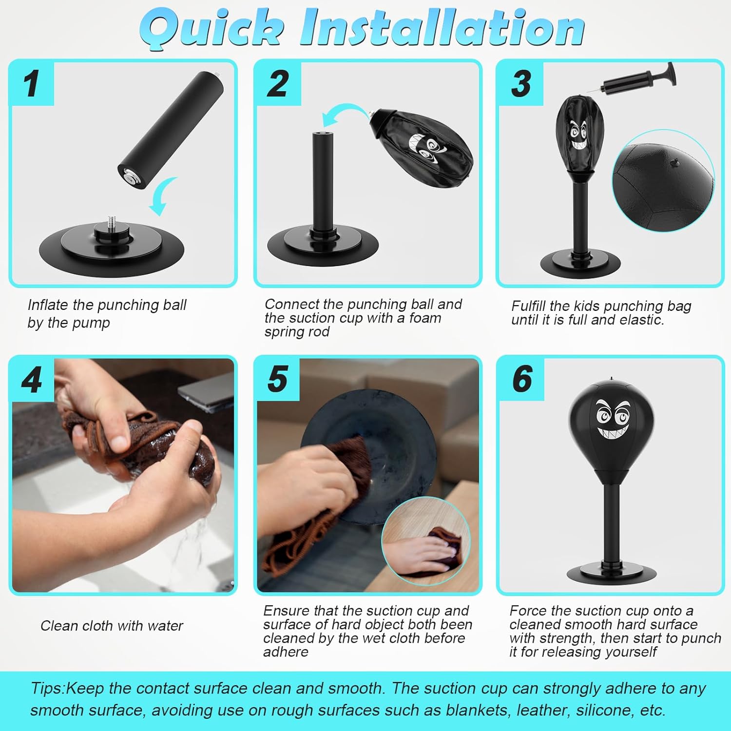 Floor Punching Bag, Stress Buster with Suction Cup for Office Table and Counters, Funny Toys for Kids - Image 4