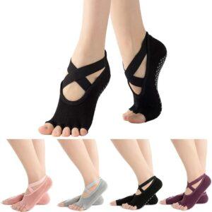 Non Slip Pilates Socks,Yoga Socks for Women, Women's Yoga Socks with Toes, Clasped Pilates Socks for Ballet Pilates Barre Dance