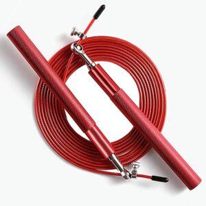 Red Speed Jump Rope - 360° Swivel Ball Bearing - Adjustable steel coated rope-Aluminum Anti Skipping Handle -Fitness Training Boxing Sports Exercises -Suitable for Kids and Adults