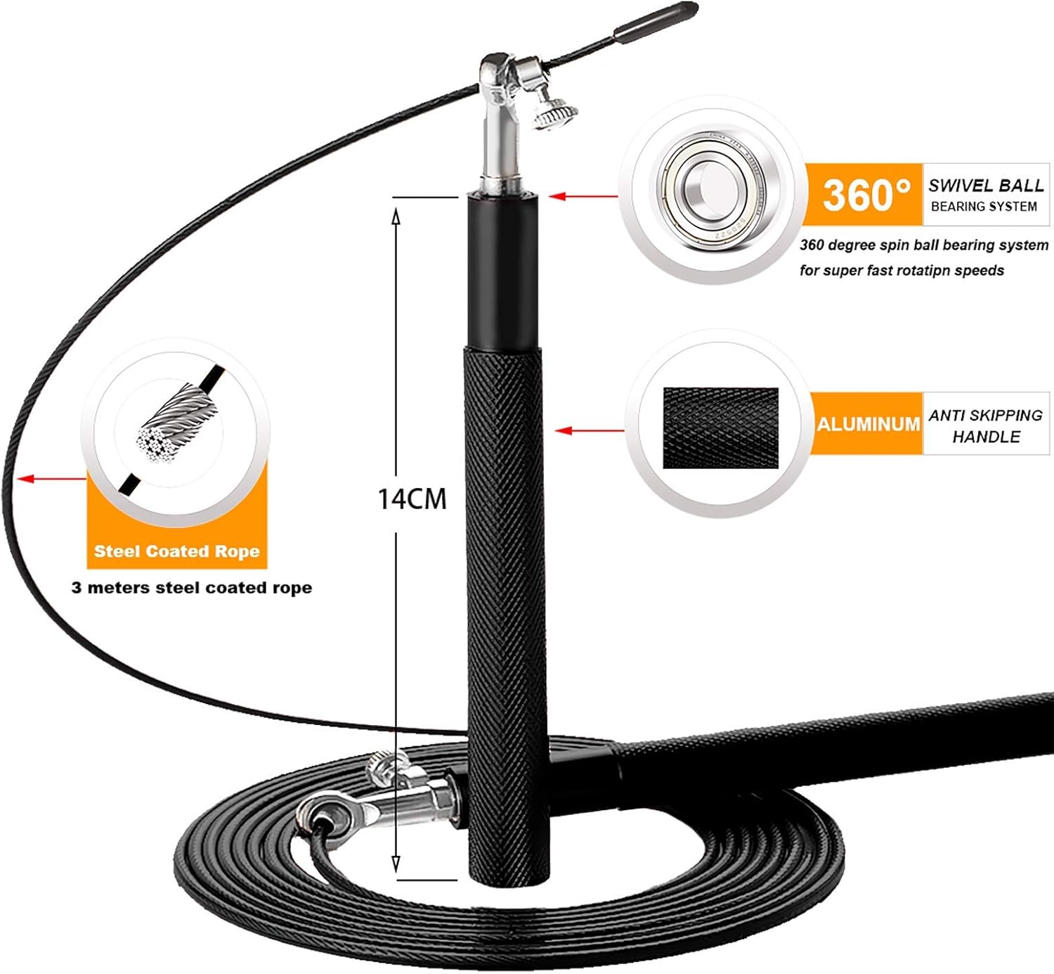 Speed Jump Rope - 360° Swivel Ball Bearing - Image 2