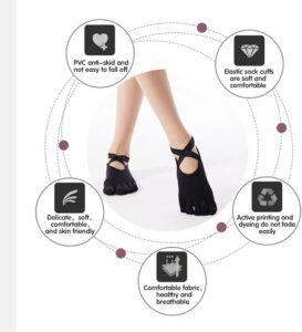 Yoga Socks for Women with Grips Non-Slip Five Toe Socks for Pilates Barre