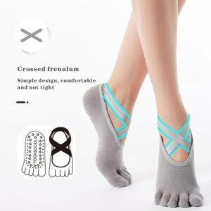Yoga Socks for Women with Grips Non-Slip Five Toe Socks for Pilates Barre Ballet Fitness