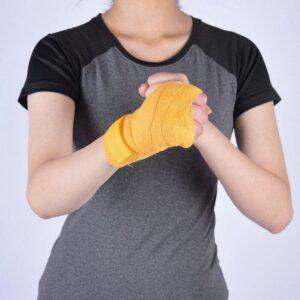 Cotton Boxing Bandage Wrist Wraps, Martial Arts Fist Handbands for Kickboxing, Muay Thai & Gym Workouts yellow
