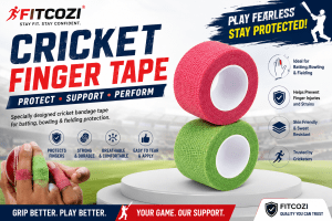 Fitcozi cricket finger tape and cricket bandage tape for finger protection during batting, bowling and fielding