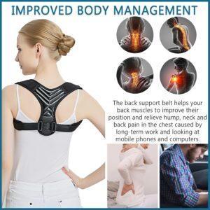 benefits Posture Corrector for Men and Women, Adjustable Back Brace Belt, Support Shoulder Straightener, Back Spine Corrector Providing Pain Relief from Lumbar, Neck, Shoulder, and Clavicle, Back