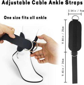 fitcozi Ankle Straps for Cable Machines, 2 Pack Comfortable Adjustable Padded Ankle Wrist Cuffs, Kickback Glute Workouts for Men Women, D-Ring Leg Straps with Neoprene Padding