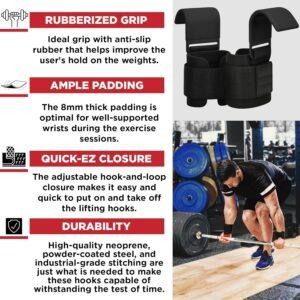 Weight Lifting Hooks, Non-Slip Rubber Coated Grips, 7mm Neoprene Wrist Support Padding, Power Lifting Barbell Rows Dead Lifts Chin Pull Up Fitness Strength Training Straps Gym Workout Straps