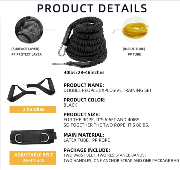 Resistance Speed Training Kit, 8pcs Exercise Explosive Force Bounce Physical Equipment Double Rope Improve Agility Power Strength for Jumping Basketball Tennis Football