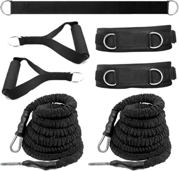 Resistance Speed Training Kit, 8pcs Exercise Explosive Force Bounce Physical Equipment Double Rope Improve Agility Power Strength for Jumping Basketball Tennis Football Volleyball