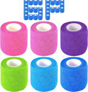 Self Adherent Cohesive Bandages 2 inch Yards Elastic Self Adherent Tape, Athletic Tape Colorful 6 Rolls Used for Wraps, Sports Tape