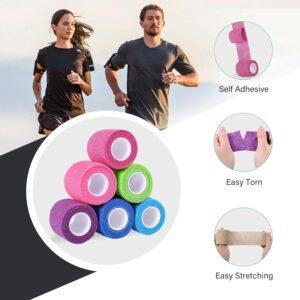 Self Adherent Cohesive Bandages 2 inch Yards Elastic Self Adherent Tape, Athletic Tape Colorful 6 Rolls Used for Wraps, Sports Tape best