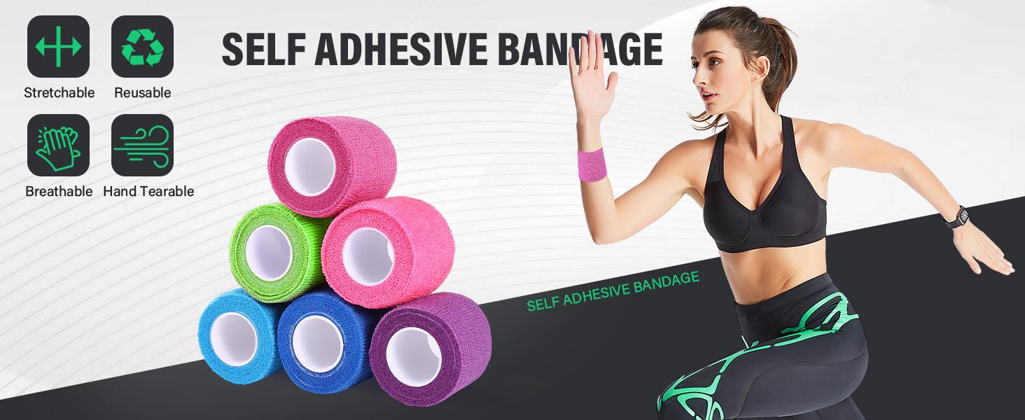 best multi purpose Cohesive Bandages 2 inch Yards Elastic Self Adherent Tape, Athletic Tape Colorful 6 Rolls Used for Wraps, Sports Tape best how to use