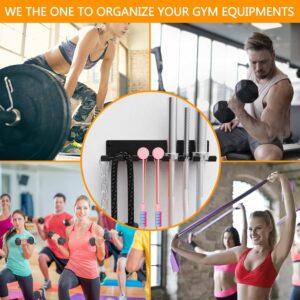 fitcozi Gym Rack Organizer, Home Gym Accessories Hanger, Wall Mount Hooks for Olympic Barbells, Row Handles, Bats or Tools