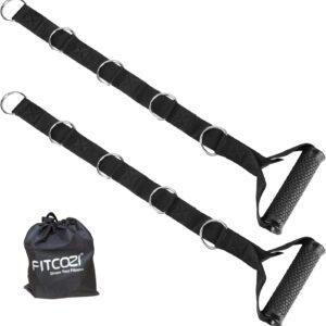 Metal Gym Handles with 5 Adjustable D-Ring Buckles - Heavy-Duty Handles for Pulley Systems, Pull-Down, Shoulder, Biceps, Triceps Exercises