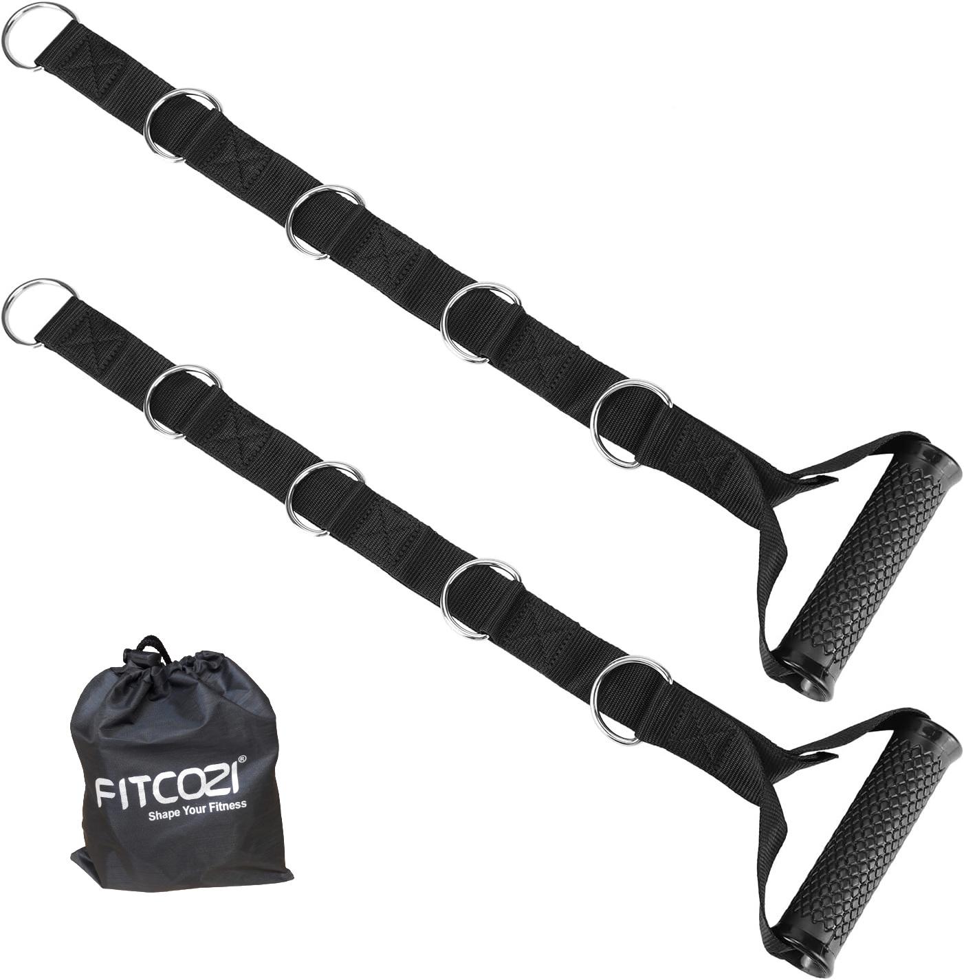 Metal Gym Handles with 5 Adjustable D-Ring Buckles - Heavy-Duty Handles for Pulley Systems, Pull-Down, Shoulder, Biceps, Triceps Exercises