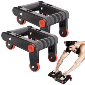 Foldable 2-in-1 Abdominal Exercise Wheel Household Fitness Ab Roller for Leg Core Arm Abdominal Muscle Trainer Exercise for Women and Men