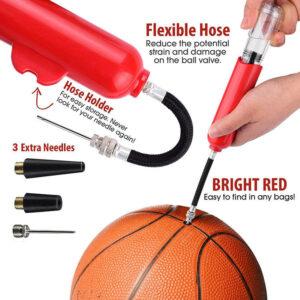 best portable Inflatable Ball Hand Air Pump Inflator with 1 Needles + 2 Nozzle Air Pump