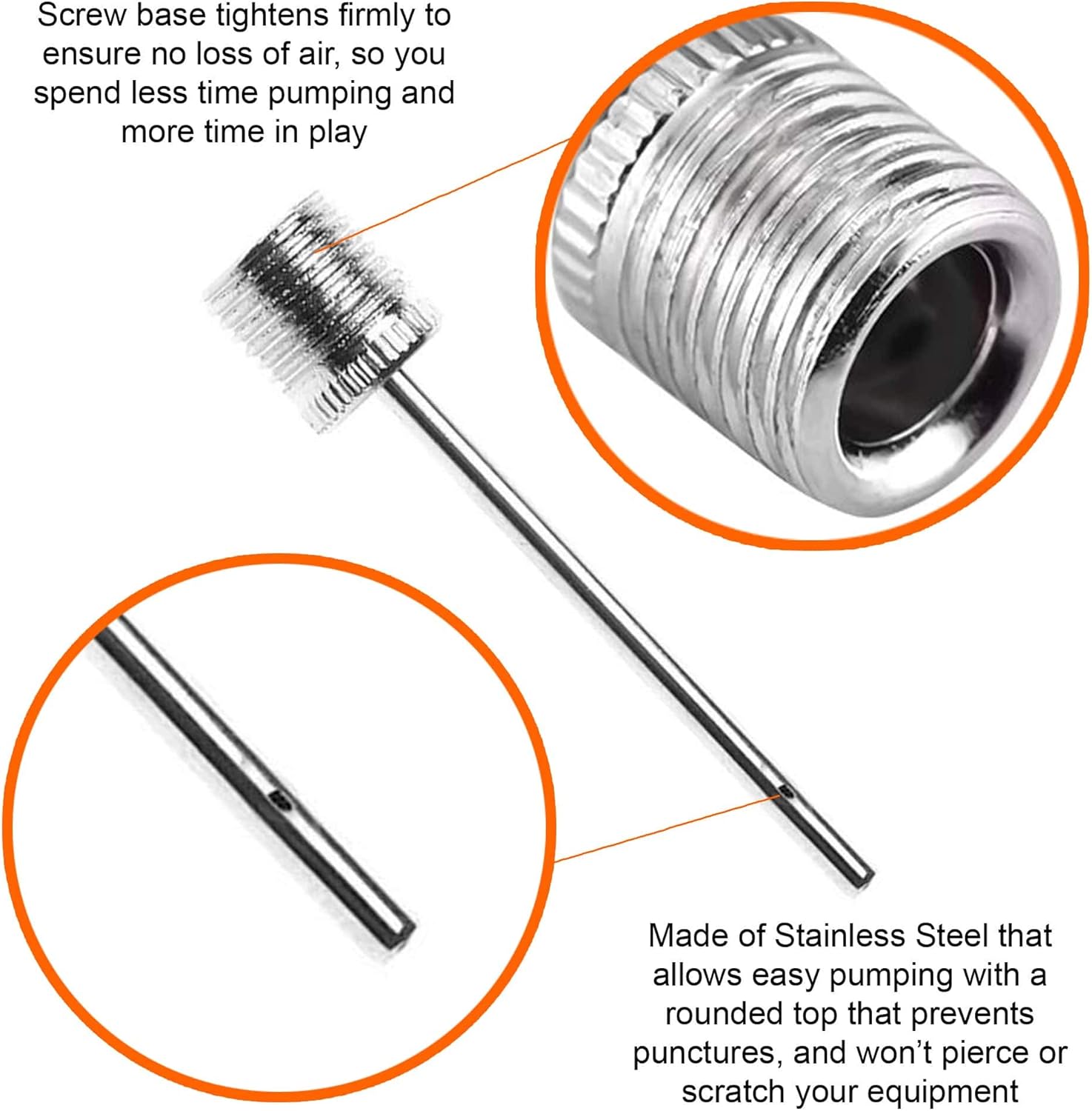 Ball Pump Inflation Needle - Stainless Steel Air Pump Needles - Ideal for Blowing Up Football, Basketball, Volleyball, and All Other Sports Balls