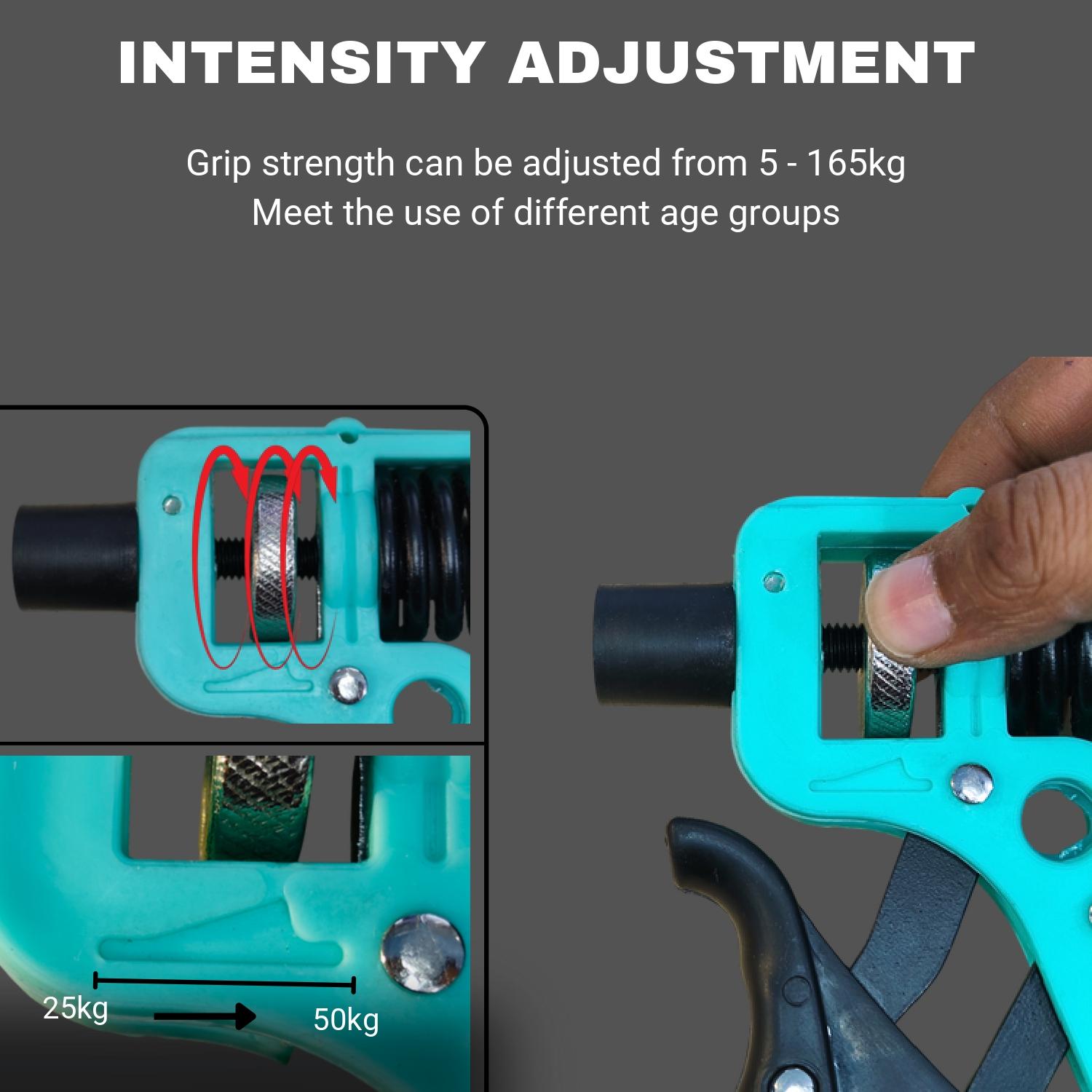 Fitcozi Adjustable Hand Grip Strengthener (5–100 kg) – Forearm, Wrist & Finger Exerciser for Men & Women | Portable Hand Gripper for Home, Gym & Office Workout – Blue & Black - Image 4