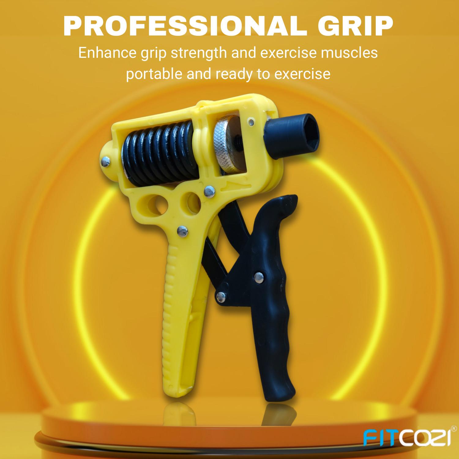 Fitcozi Professional Hand Grip Strengthener HandGripper (5kg - 60kg), Heavy Duty Adjustable Spring Gripper, Alloy Steel Construction, Blue and Black, 100+ Kg Resistance, Forearm Exercise Tool