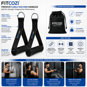 Fitcozi D Handle Gym Exercise Handles, Replacement Handles for Cable Machine Pulley Systems (2)