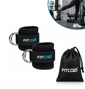FITCOZI Ankle Straps for Cable Machine – Padded Ankle Resistance Bands & Wrist Cuffs