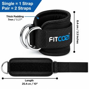 FITCOZI adjustable D-ring ankle straps for glute kickbacks