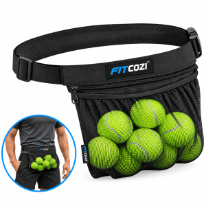 FITCOZI adjustable tennis and pickleball waist bag with stretchable mesh ball pocket amazon