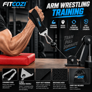 FITCOZI arm wrestling strap exercise chart for wrist forearm biceps supination and pronation training