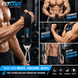 FITCOZI arm wrestling wrist training strap with durable webbing and carabiner