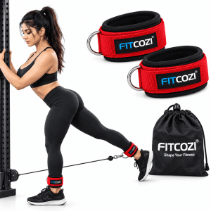 FITCOZI ankle cuffs for resistance band lower body exercises