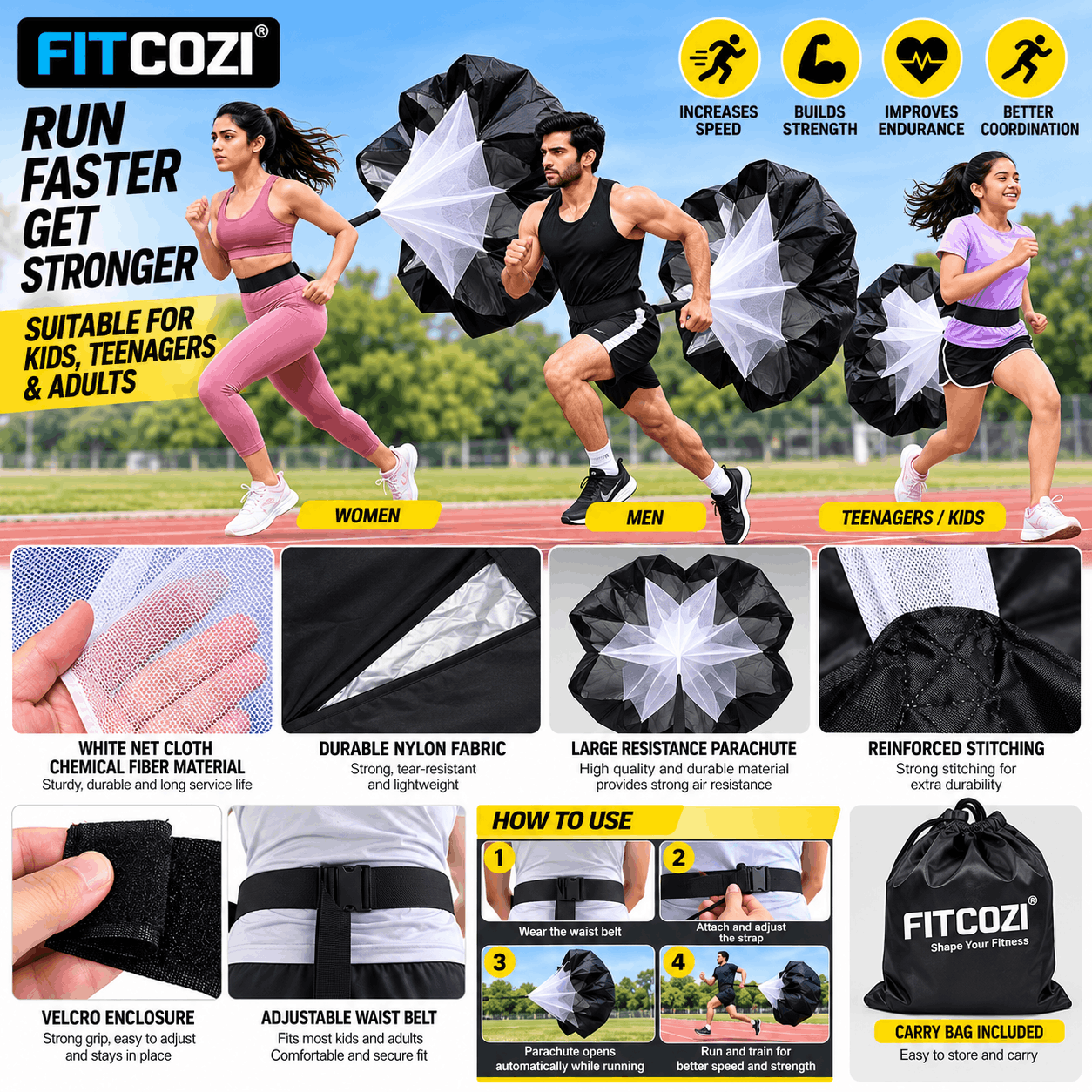 Running Resistance Parachute for Speed Training for kids and teenagers