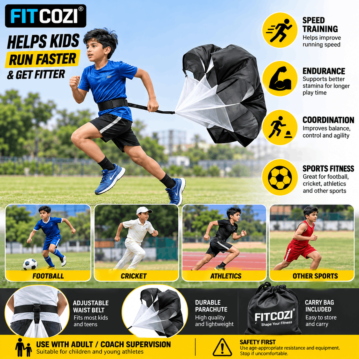 Running Resistance Parachute for Speed Training for kids and teenagers